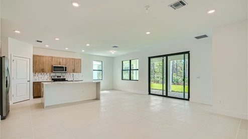Preserves at Park Trace Avon Model Home Kitchen and Living and Dining Room